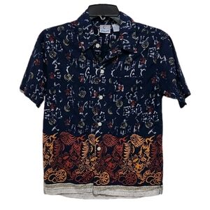 Utility Boys 8 Aztec Print Button Up Short Sleeve Cotton Shirt Oversized